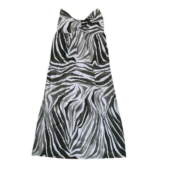 Tommy Bahama Strapless Maxi Dress Women's Large Green White Tropical Zebra Print - Picture 10 of 15